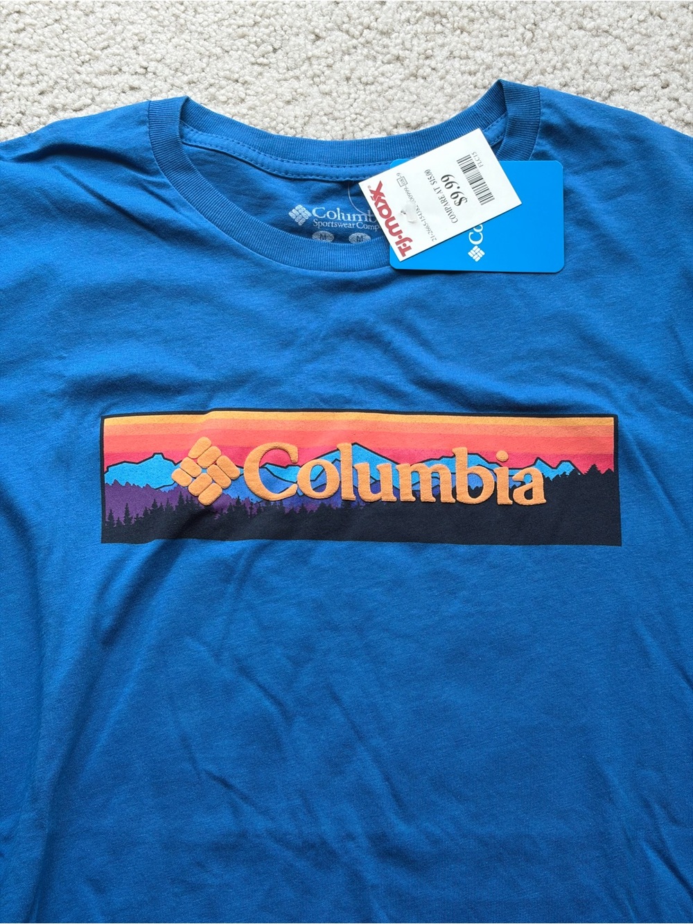 Columbia Bright Blue Sunset Logo Tee
